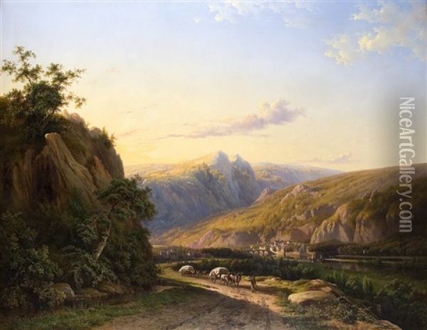 Danube Landscape Oil Painting - Georg Andries Roth