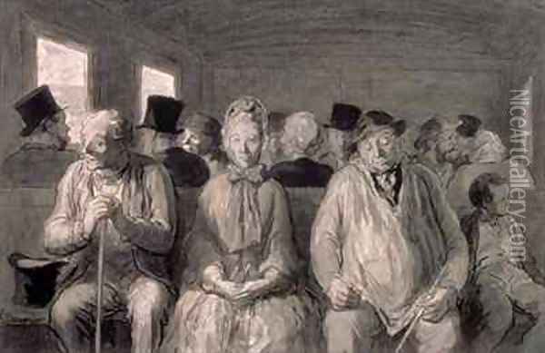 The third class carriage 2 Oil Painting - Honore Daumier