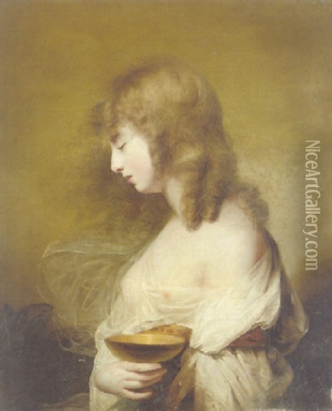 Portrait Of Miss Mortimer As Hebe Oil Painting - Rev. Matthew William Peters