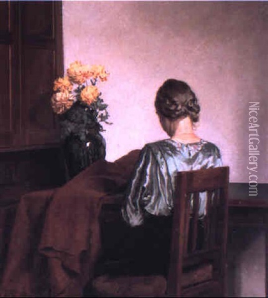 The Seamstress Oil Painting - Gustav Vilhelm Blom