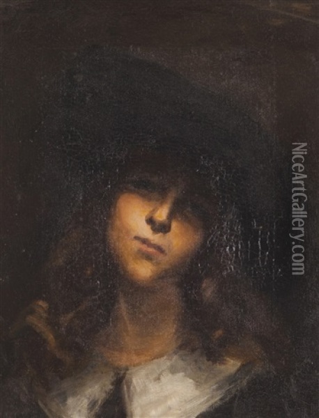 Retrato De Jovern Oil Painting - Emilia dos Santos Braga