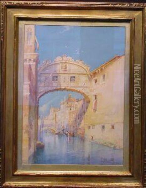 Covered Bridge, Venice Oil Painting - William Knox