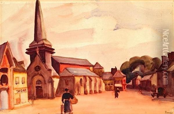 La Place Du Village Oil Painting - Jules Emile Zingg