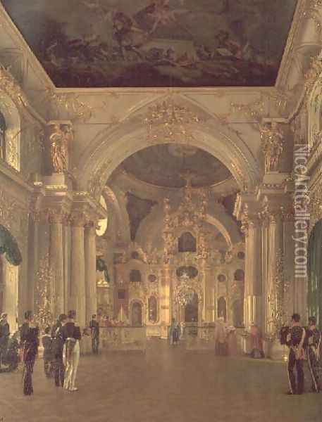 Interior of the Great Church in the Winter Palace, 1829 Oil Painting - Alexei Vasilievich Tyranov