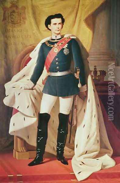 Portrait of Ludwig II 1845-86 of Bavaria in uniform, 1865 Oil Painting - Ferdinand II Piloty