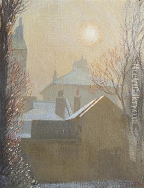 A Winter Morning In London Oil Painting - Sir George Clausen