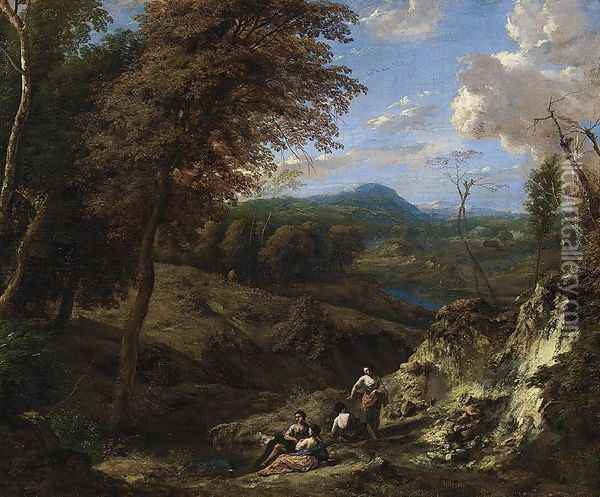 Wooded Hilly Landscape Oil Painting - Cornelis Huysmans