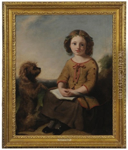Portrait Of A Young Girl With A Terrier Oil Painting - Richard Ansdell