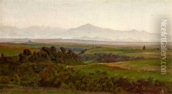 A View Of The Roman Campagne Oil Painting - Holger Hvitfeldt Jerichau