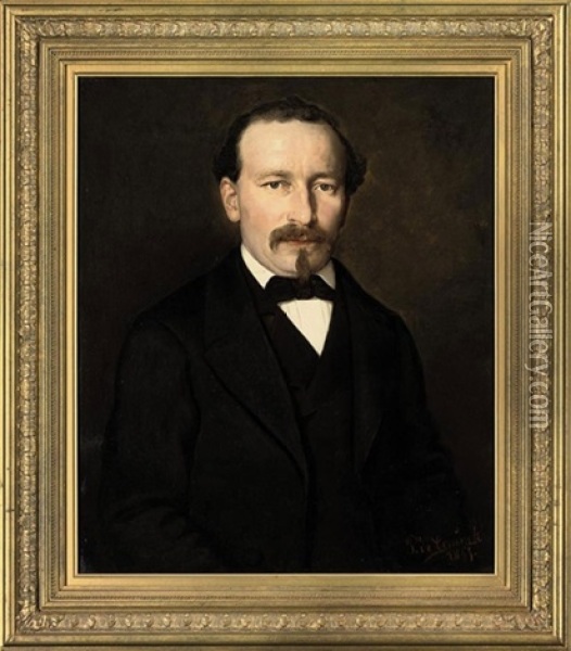 Portrait Of A Gentleman In A Brown Coat And Cravat Oil Painting - Pierre Louis de Coninck
