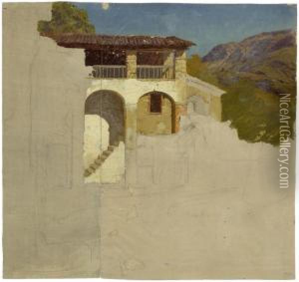 Italienischer Berghof Oil Painting - Rudolf Heinrich Schuster
