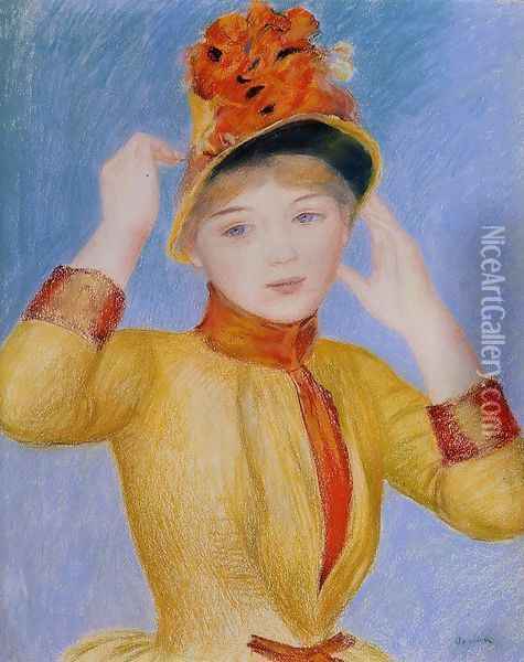 Bust Of A Woman Aka Yellow Dress Oil Painting - Pierre Auguste Renoir