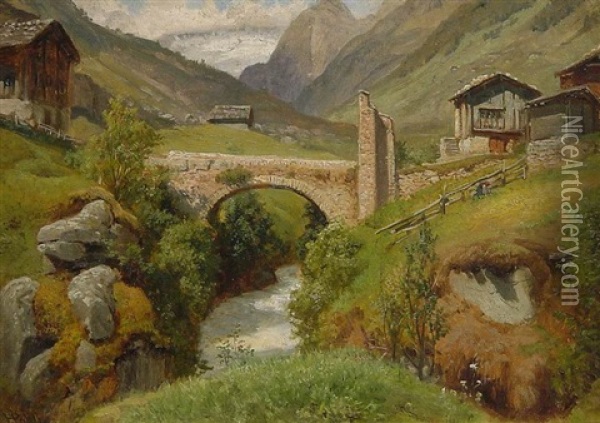 Hochalpental In Tirol Oil Painting - Hermann Pohle the Elder