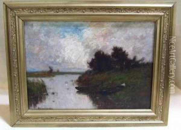 Boats And River Scene Oil Painting - Edward B. Gay
