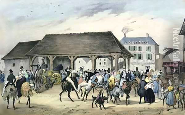 Donkeys festival at Montmorency, 'Local fetes around Paris' Oil Painting - Victor Adam