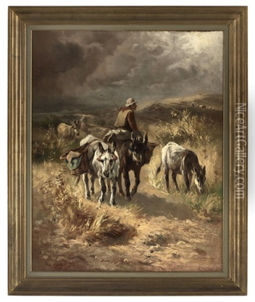 A Donkey Ride In The Country Oil Painting - Henry Schouten