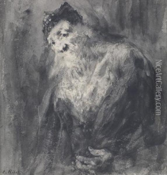 Portrait D'homme Barbu Oil Painting - Theodule Augustine Ribot
