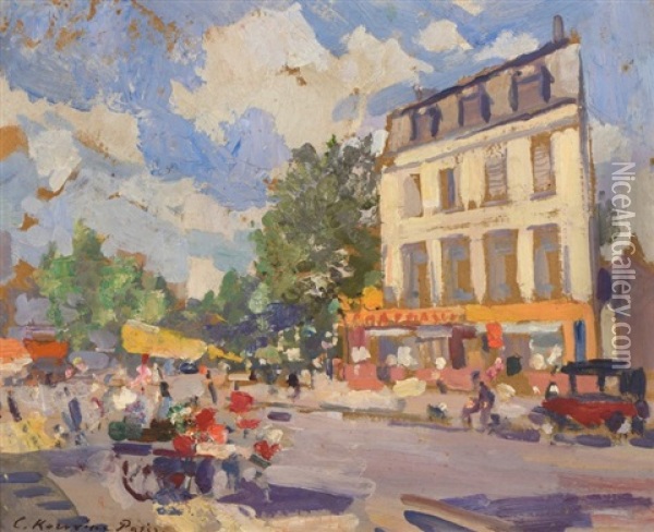 Rue De Paris Oil Painting - Constatin Korovine