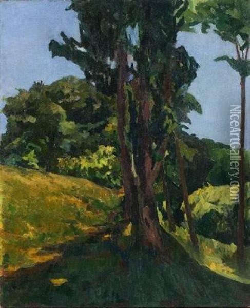 Paysage Au Grand Arbre. 1919. Oil Painting - Giovanni Giacometti
