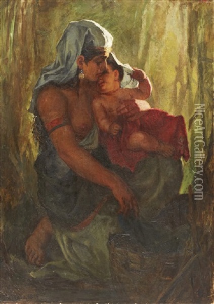 Moses Utsattes Av Sin Moder Oil Painting - Carl Olof Larsson