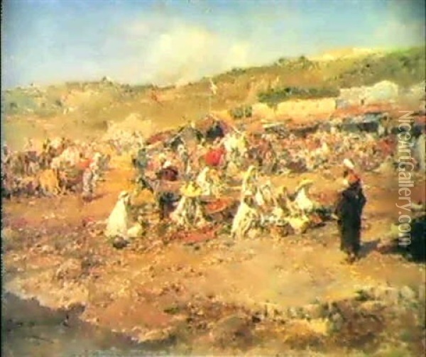 An Arab Encampment Oil Painting - Jose Benlliure Y Gil
