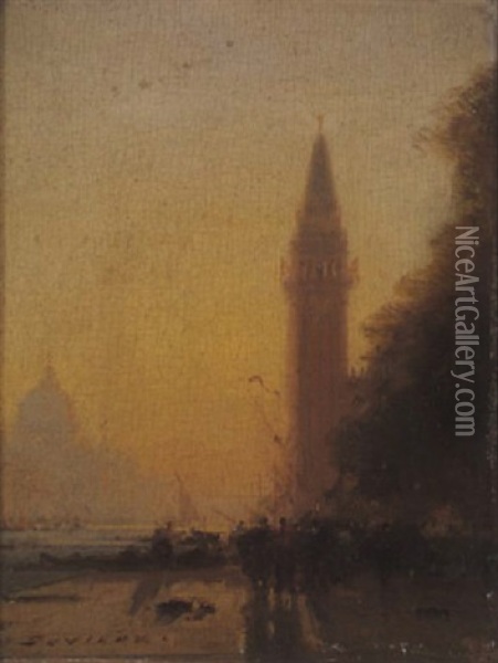 Venise Au Soleil Couchant Oil Painting - Henri Duvieux