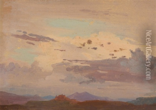 Wolkenstudie Bei Einsetzender Dammerung Oil Painting - Johann Jakob Frey