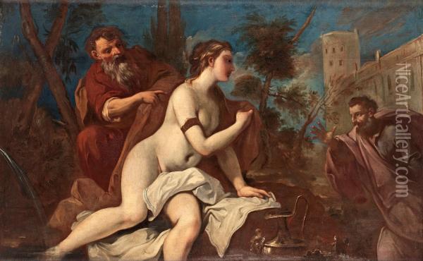 Susanna And The Old Men Oil Painting - Antonio Bellucci