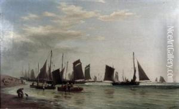 Fishing Boats - 
Hastings Oil Painting - John Thorpe