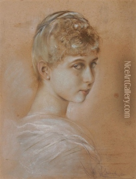 Portrait Victoria (von Preusen), Prinzessin Von Schaumburg-lippe (1866-1929) Oil Painting - Franz Seraph von Lenbach
