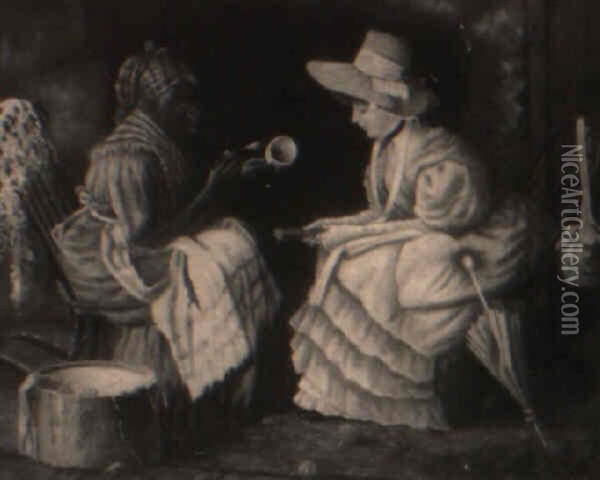 Fortunetelling Scene- Reading The Tea Leaves Oil Painting - Harry Herman Roseland
