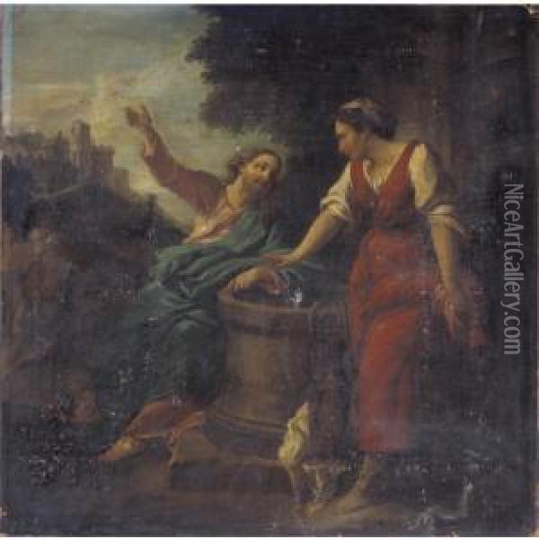 Christ And The Woman Of Samaria Oil Painting - Bartolomeo Giuseppe Chiari