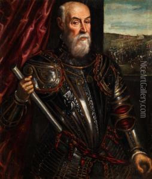 Portrait Eines Venezianischen Feldherrn Oil Painting - Andrea Michieli Vicentino