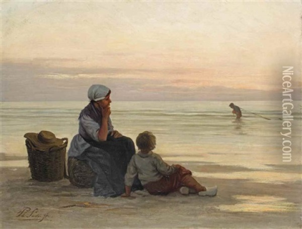 A Quiet Evening At Sunset Oil Painting - Philip Lodewijk Jacob Frederik Sadee