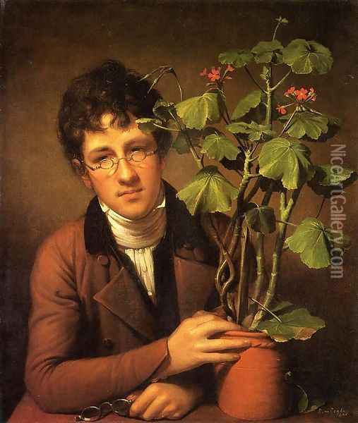 Rubens Peale with a Geranium 1801 Oil Painting - Rembrandt Peale