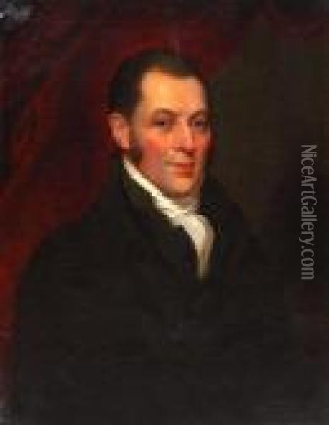 Portrait Of A Gentleman With Black Top Coat Andwhite Stock Oil Painting - Mather Brown