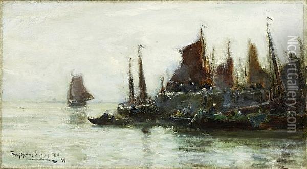 In Harbour Oil Painting - Frank Spenlove Spenlove