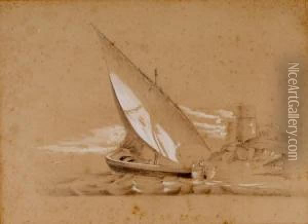 Marina Con Imbarcazione Oil Painting - Teodoro Duclere