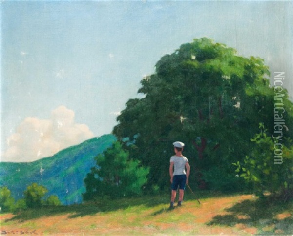 Boy On The Hillside Oil Painting - Samu Boertsoek