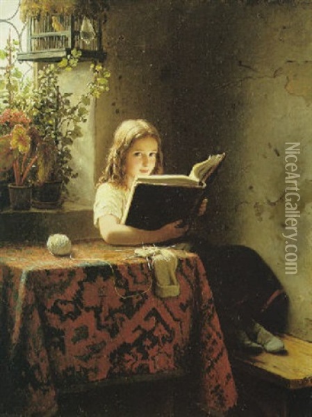 Das Lesende Madchen Oil Painting - Johann Georg Meyer von Bremen