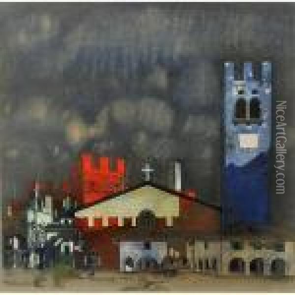 Chiesa E Torri Oil Painting - Vittorio Thummel Timmel