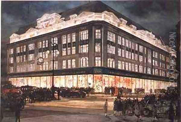 The New Building Bourne and Hollingsworth Oxford Street Oil Painting - Charles Edward Dixon