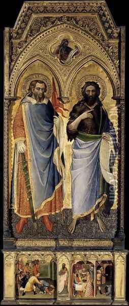 St Nemesius and St John the Baptist 1385 Oil Painting - Luca Spinello Aretino