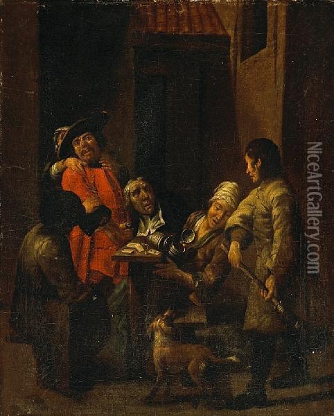 A Dispute In A Courtyard Oil Painting - Jan Jozef, the Younger Horemans