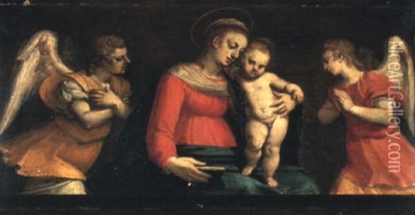 The Madonna And Child With Adoring Angels Oil Painting - Antonio Vassilacchi