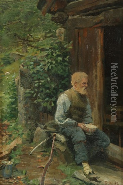 Gammel Mann Oil Painting - Frederik Kolstoe