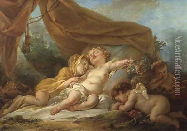 Sleeping Child Oil Painting - Nicolas Rene Jollain