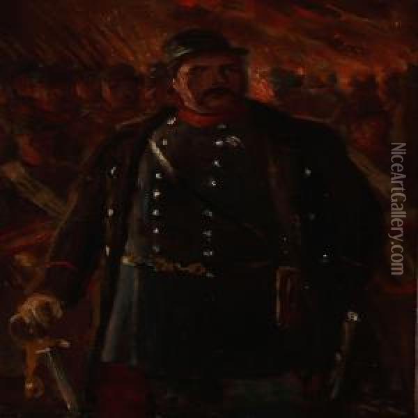 Portrait Of Major Henckel Oil Painting - Vilhelm J. Rosenstand