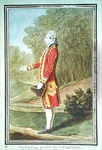 Monsieur de Brossard, Equerry to Louis Philippe d'Orleans Oil Painting - Louis Carrogis Carmontelle