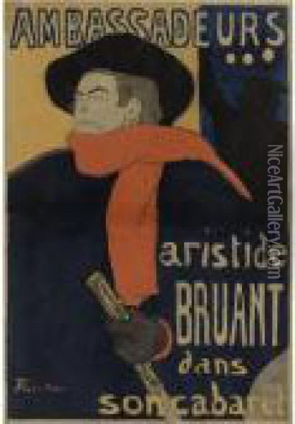 Ambassadeurs, Aristide Bruant (d. 343; A. 6; W. P4; Adr.3) Oil Painting - Henri De Toulouse-Lautrec